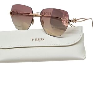 FRED Women's Pink Gradient Rimless Sunglasses with Rose Gold Accents